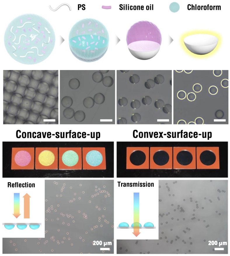 Nanostructure-free crescent-shaped microparticles as full-color reflective pigments