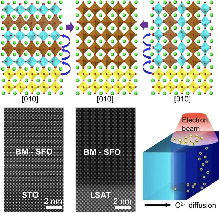 Guided anisotropic oxygen transport in vacancy ordered oxides